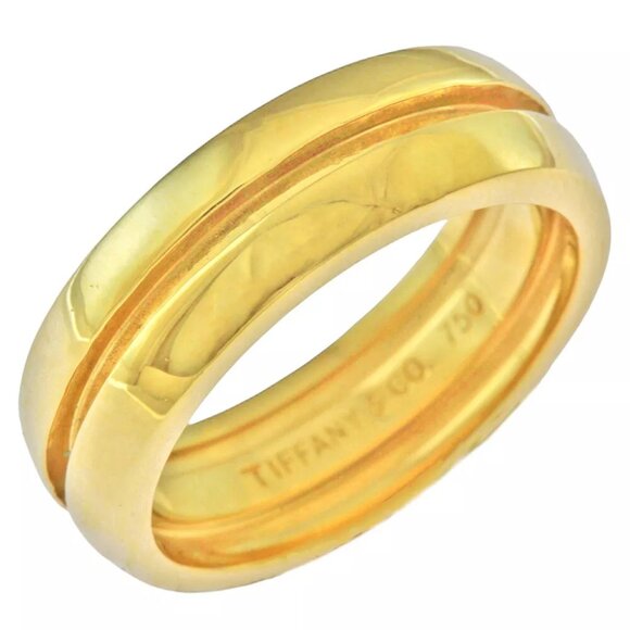 TIFFANY&Co. Ring US 5 3/4 EU51 K18 yellow gold Grooved used - Picture 1 of 6